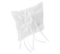 Générique Coussin D'alliances Mariage Carré Blanc 1 Pièce en Tissu Harnais Cœur pour Porteur D'alliances Cérémonie Mariage Décorations Fête