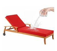 Générique Coussin De Bain De Soleil D'extérieur Imperméable,Résistant Au Soleil Et Antidérapant, Doté De 6 Attaches Et d'une Housse Amovible,Adapté pour Le Jardin, La Terrasse,Rouge,183x53x10cm