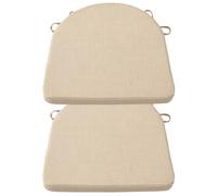 Générique Coussin de Chaise Demi-Rond 42x41cm, Coussin D'assise en Lin pour Jardin Outdoor 2/4/6pcs, Coussin D'assise en Fer à Cheval en Mousse à Mémoire de Forme Beige,2 Pack
