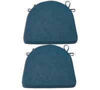 Générique Coussin de Chaise Demi-Rond 42x41cm, Coussin D'assise en Lin pour Jardin Outdoor 2/4/6pcs, Coussin D'assise en Fer à Cheval en Mousse à Mémoire de Forme Blue,2 Pack