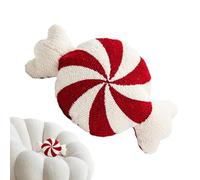 Générique Coussin De Noël À La Menthe - Décoratif en Peluche Rouge et Blanc, Forme De Bonbon pour Chaise - Mignon pour La Décoration