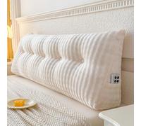 Générique Coussin de Tête de Lit, Coussin Triangulaire avec Poches Latérales, Coussins de Tête de Lit, Coussins de Tête de Lit pour Dortoir Lit Canapé(White,200cm)