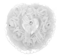 Générique Coussin Élégant et Original en Écume Blanc de Cœur et Fleur de Rose Décor Romantique Support pour Bagues pour Alliances pour Mariage et Fête