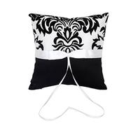 Générique Coussin Oreiller Porteur de Bague Alliance 20cmx20cm - Noir et Blanc
