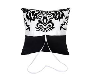 Générique Coussin Oreiller Porteur de Bague Alliance 20cmx20cm - Noir et Blanc