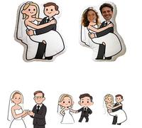 Générique Coussin Photo Personnalisé avec Visage et Corps Oreiller, Thème du Mariage Personnalisé 3D Coussin pour Anniversaire, Saint-Valentin, Couple, Enfant, Décoration Maison