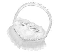 Générique Coussin pour Alliances de Mariage en Dentelle Cœur Mini Coussin Porte-Alliances avec Poignée en Satin Petit Écrin Décoratif pour Cérémonie et Fiançailles Accessoire Mariage
