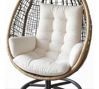 Générique Coussin pour Fauteuil Suspendu Extérieur, Galette de Chaise Nid d'Oeuf Imperméable en Polyester avec Rembourrage Coton PP, Coussin de Panier Suspendu pour Jardin et Balcon,Blanc