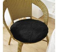 Générique Coussin Rond 50 x 50 CM Noir, Peluche Galette de Chaise avec Fermeture éclair, Lavables et Antidérapantes, Rond Coussins pour Chaises de Jardin Salle à Manger, Cuisine, Bureau