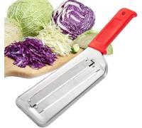Générique Couteau à Chou Trancheuse - Déchiqueteuse de Chou pour Salade de Choucroute - Hachoir à Chou en Acier Inoxydable - Coupe-Chou avec Deux Lames Tranchantes, Poignée en Plastique (Rouge)