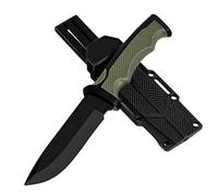 générique Couteau de survie -grande lame fixe 10,5cm-poignée antidérapante-kaki