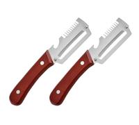 Générique Couteau Eplucheur Légumes Multifonction, 2PCS Upgrade Vegetable Peeler with Wooden Handle, Éplucheur De Légumes 3 en 1 avec Broyeur D'oignons Verts Et Ouvre-Bouteille pour La Cuisine