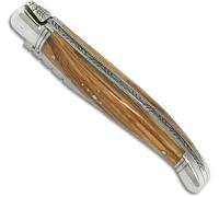 Générique Couteau Laguiole Manche en bois d'olivier et mitres en acier inoxydable pliant Fabrication artisanale