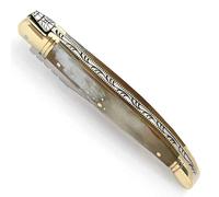 Générique Couteau Laguiole Manche pliant en corne blonde Fabrication artisanale