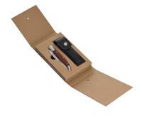 Générique Couteau Pliable de Poche avec Manche Authentique en Bois de Rose- Lame en Acier Inoxydable - Livré avec son Étui de Protection en Cuir Noir - Design Traditionnel Élégant