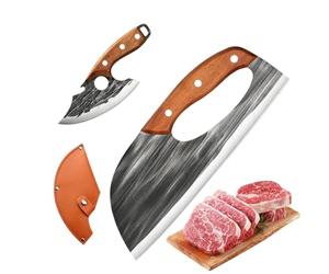 Générique Couteaux de boucher - Couperet Forgé à la Main | Hachoir à Légumes et Désosseur 2 Pièces,Pour désosser, hacher, trancher, découper, en intérieur et extérieur,