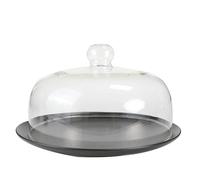 Générique Couvercle en Verre Borosilicate pour Micro-Ondes, Anti-éclaboussures, Cloche Multifonction pour gâteau, poignée Ergonomique, Compatible Lave-Vaisselle,22cm