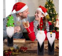 Générique Couvercles De Bouteille De Vin De Noël - Protège-Couvercle Réutilisable Mignon - Manchon pour Bouteille De Vin 3 Pièces - pour Bière Whisky Verre Fêtes Anniversaire Halloween Voyage Maison
