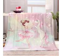 Générique Couverture 150x200 cm Licorne Fille Dessin Animé Rose Impression 3D Confortable et Respirante, Couverture de Canapé Climatisée Camping pour Adultes et Enfants