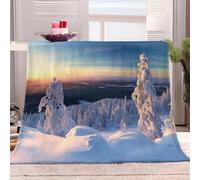 Générique Couverture 150x200 cm Paysage d'hiver Finlandais Impression 3D Confortable et Respirante, Couverture de Canapé Climatisée Camping pour Adultes et Enfants