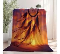 Générique Couverture 70x100 cm Rétro Coucher De Soleil Attrape-Rêves, Moderne Luxe Couleur Orange Enfants Couverture décorative couvertures Polyvalente Confortable Douce Chaude légère pour canapé-lit