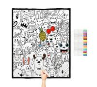 Générique Couverture À Colorier, 150 x 127 cm DIY Lavable Réutilisable, Couverture Douce Lavable, pour Ados Adultes familles bricoleurs en Maternelle Anniversaire fête Salon Chambre Bureau Maison