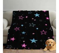 Générique Couverture Chaude 220 x 270 cm avec Motif Étoile, Moelleuse Noir Couverture Polaire pour Enfants Garçons Filles, Galaxie Néon Rêveur Plaid en Flanelle Décorative 4 Saisons