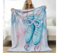 Générique Couverture Chaude Patins À Glace Aquarelle Gants 180 x 200 cm Plaid Polaire Couvertures Douce Moelleuse, Blanc Flanelle Couverture De Lit Plaid Jeté Canapé Convient Adultes Et Enfants