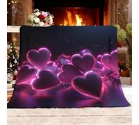 Générique Couverture de Automne Canapé Lit, Art CréAtivité Amour NéOns Couverture Polaire Sherpa Douce Violet Épais Couvertures Polaire d'automne Chaud Cadeau, 100x130 cm 1 Personnes