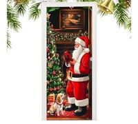 Générique Couverture De De Noël - Enveloppe De De Vacances De Chiot De Santa, Bannière De De Noël Polyvalente, Décoration Murale Et Fenêtre Festive, Jolie Couverture Saisonnière pour La,