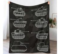 Générique Couverture de Thème Chars Camouflage Lignes Canapé Lit, Plaid de Style Militaire Hardcore Chaise Douce Jeté en Flanelle Imprimée - Polaire Chaud Couvertures pour Chambre Salon, 220x240 cm