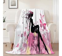 Générique Couverture Décorative 220 x 240 cm - Minimaliste Fée Papillon Couverture en Polaire Douce pour Canapé Lit et Chaise, Rose Épais Couvertures et Plaids Chaude et Douillet