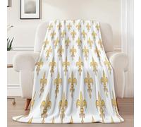 Générique Couverture Décorative 70 x 100 cm - Simple Grille Iris Couverture en Polaire Douce pour Canapé Lit et Chaise, Blanc Jaune Épais Couvertures et Plaids Chaude et Douillet