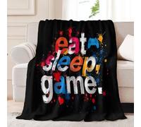 Générique Couverture Douce Minimaliste Graffiti Lettrage Imprimé pour Adolescents et Adultes, Couverture en Flanelle Chaude, Noir Légère et Confortable Plaid pour Toutes Les Saisons, 130x150 cm
