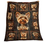 Générique Couverture Douillette en Flanelle Motif Yorkshire, Plaid Doux et léger, imprimé Chien, pour canapé, Chambre, Voyage et Cadeaux pour Les Amoureux des Chiens (#1, 59 * 79 in)