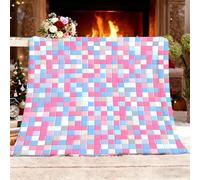 Générique Couverture Douillette Motif à Carreaux Classique Plaid Canape en Flanelle Moelleuse Douce et Chaude Rose Plaid Couverture de Canapé pour Adolescents et Adultes 180x200 cm