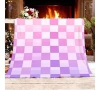 Générique Couverture Douillette Motif à Carreaux Classique Plaid Canape en Flanelle Moelleuse Douce et Chaude Rose Violet Plaid Couverture de Canapé pour Adolescents et Adultes 180x200 cm