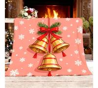 Générique Couverture Douillette, Motifs de Cloches sur Le ThèMe de NoëL Petit Plaid, Jetés de Canapé Or Moelleuse Couverture et Chaude Lit Canapé, pour Garçons et Filles 100x130 cm 1 Personnes