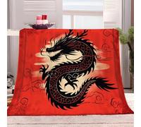 Générique Couverture Dragon Rouge 150x200 cm Plaid Polaire 3D Imprimée Couverture Lit Douce et Chaude Plaid Jeté de Canapé Flanelle Couverture bébé, Couverture Sieste