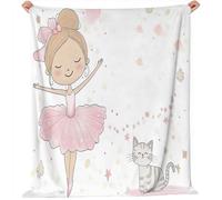 Générique Couverture en Flanelle à imprimé Chatte Ballerine, Douce Et Chaude, Confortable Et Respirante Moelleuse Style Dessin animé Plaid en pour Canapé Et Lit (70x100 cm)