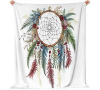 Générique Couverture en Flanelle à imprimé Feuilles Fleurs, Douce Et Chaude, Confortable Et Respirante Moelleuse Filet de rêve Plaid en pour Canapé Et Lit (220x240 cm)