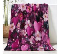 Générique Couverture en Flanelle avec Motif Plantes Fleurs Cœurs Cristaux - Couverture Polaire Douce - Imprimé Romantique Élégant - Couverture de canapé pour Adolescents et Adultes, 200x200 cm