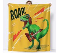 Générique Couverture en Flanelle Dinosaure De Roche De Dessin Animé, Couvertures imprimée et Chaude l'hiver 150 x 200 cm Doux Couverture de Lit Jaune Automne Hiver Chaude Couvertures