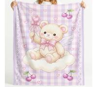 Générique Couverture en Flanelle Douce Douillette Aquarelle, 180x220 cm | Couverture polaire Confortable douce et chaude Ours Baguette Magique, Violet Plaid de canapé lit Décor pour Enfants salon