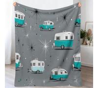 Générique Couverture en Flanelle Gris avec Minimaliste Voiture Étoiles - Couverture Polaire Moelleuse Rétro, Couverture de canapé pour Adolescents et Adultes, 200 x 220 cm