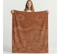 Générique Couverture en Flanelle Marron Blanc avec Motif Abstrait Art Lignes Afrique, jeté Confortable 130cm x 150cm pour lit, canapé, décoration de Chambre d'enfant