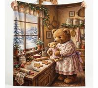 Générique Couverture en Flanelle Ultra-Douce Conte Rétro, 180x220 cm | Douillette Couverture Nounours Pain Épice, Marron flanelle Plaid pour Décorer Le Canapé, La Chambre à Coucher Et Le Divan