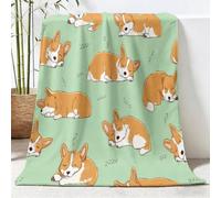 Générique Couverture en Flanelle Vert avec Dessin Animé Animal Chien - Couverture Polaire Moelleuse Amusant, Couverture de canapé pour Adolescents et Adultes, 200 x 220 cm