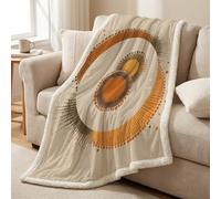 Générique Couverture et Plaid Polaire Sherpa en Microfibre - 150 x 150 cm, Doppie-Face, Douce et Chaude, Légère, Jeté pour Canapé et Lit, Toutes Saisons, Beige, Ethnique Cercle
