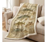 Générique Couverture et Plaid Polaire Sherpa en Microfibre - 150 x 200 cm, Doppie-Face, Douce et Chaude, Légère, Jeté pour Canapé et Lit, Toutes Saisons, Marron Clair, Doux Vintage Poisson